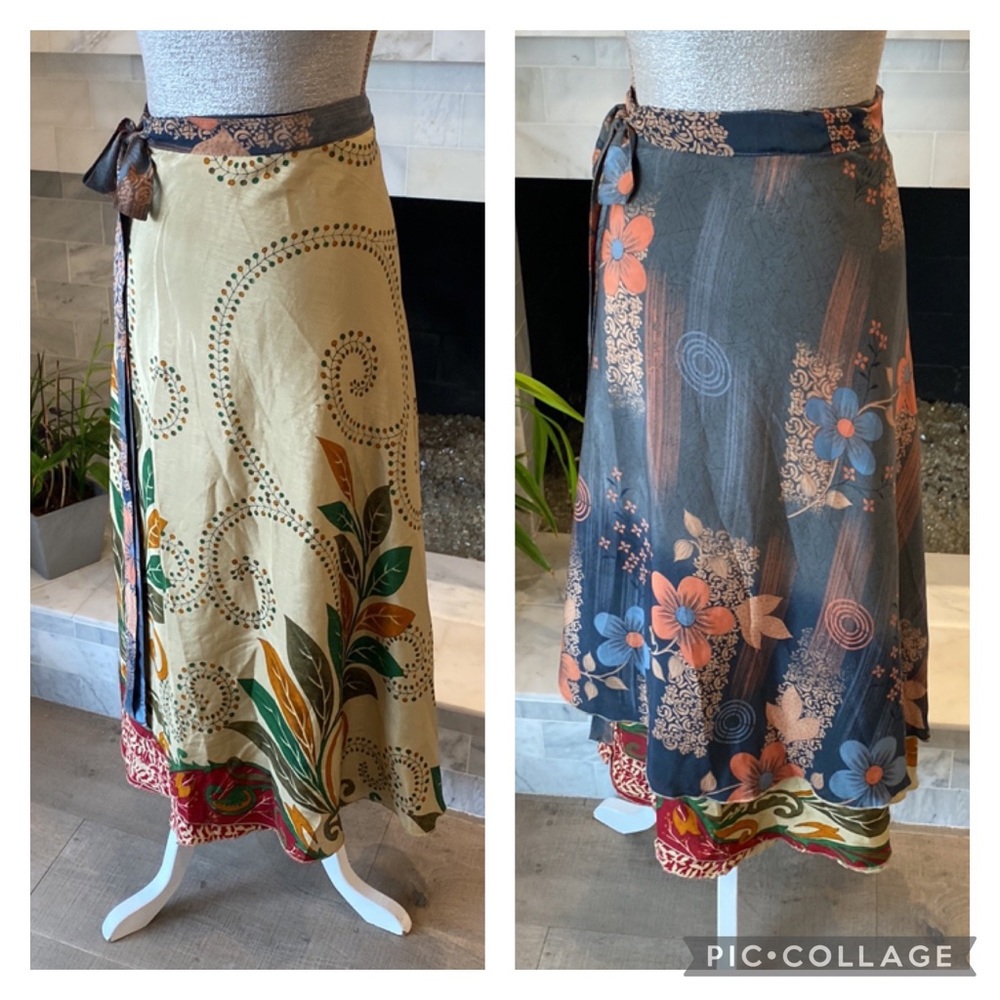 Unique Reversible Floral MIDI Wrap Skirt Size S/M